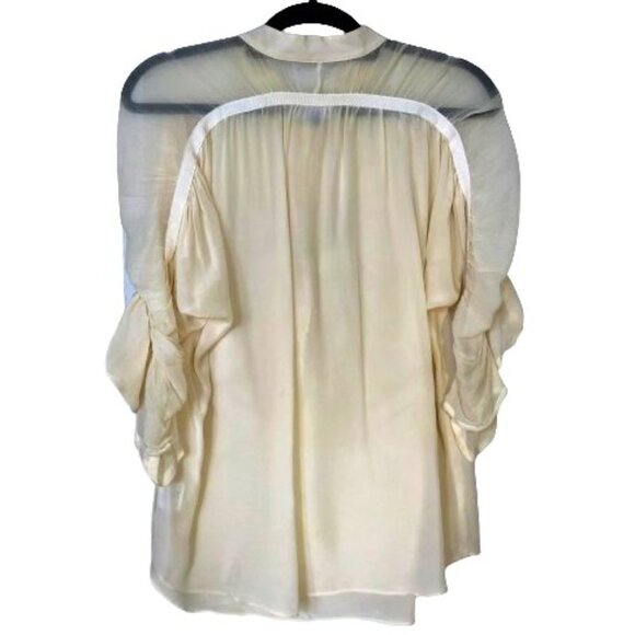 Sachin + Babi 100% silk applique ivory/cream ruched sleeves tunic top - Picture 10 of 16